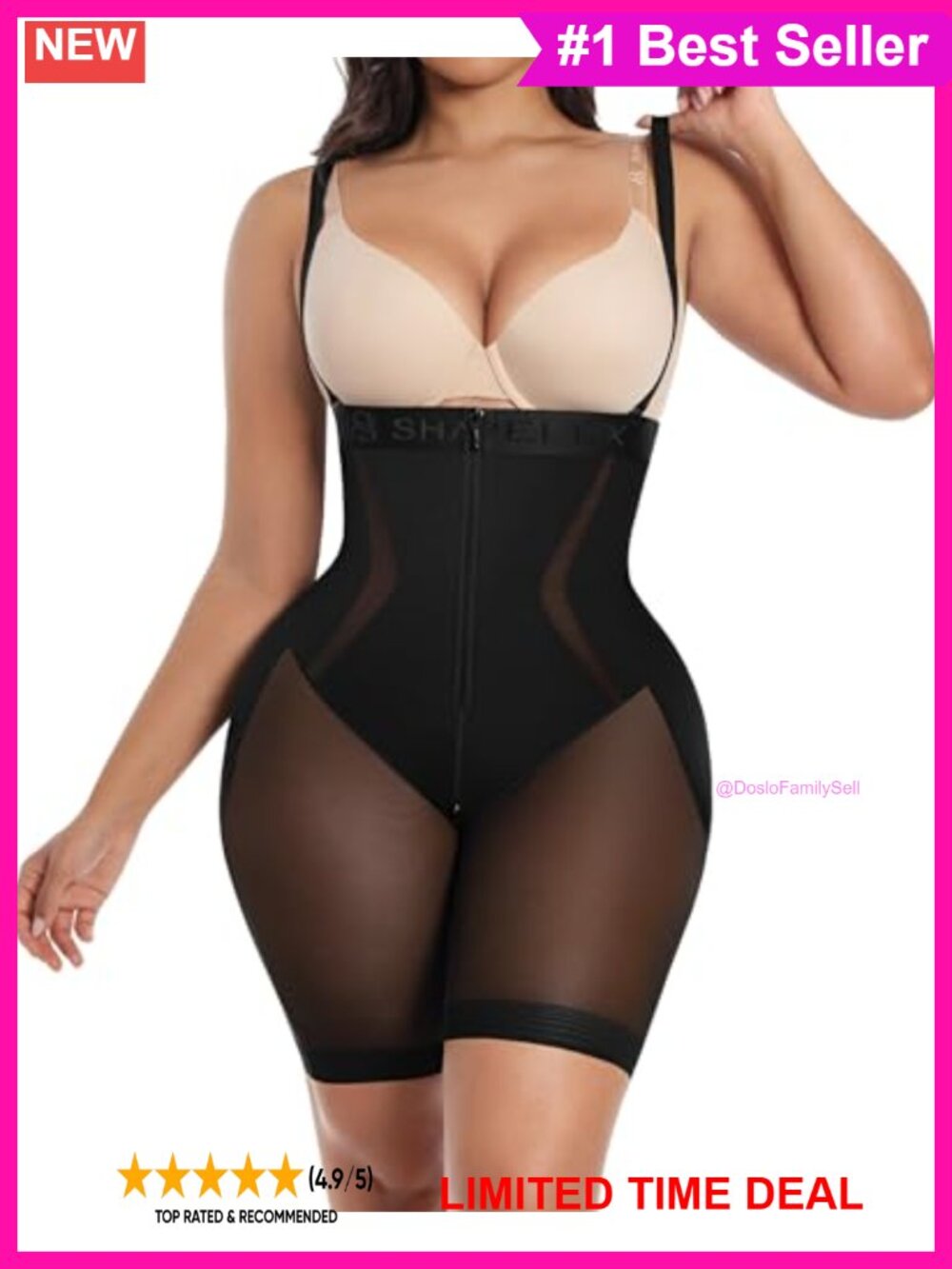 Fajas Colombianas Tummy Control Body Shaper Shorts with 45° Booty Lift